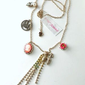 Betsy Johnson Charm Necklace Cameo Love